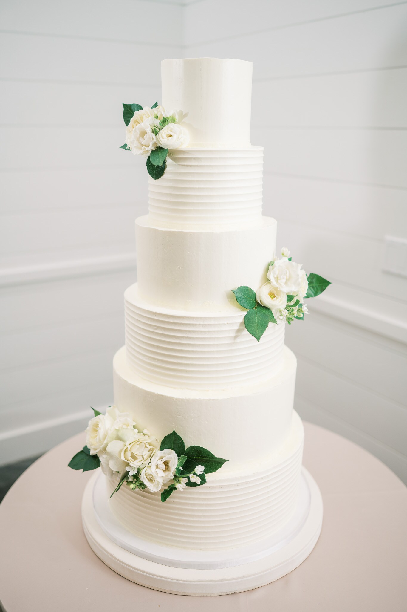 Simple Wedding Cake with Flowers